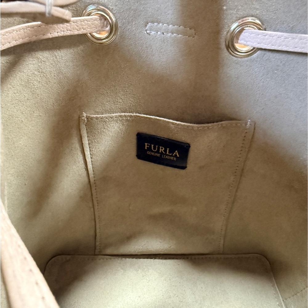 Furla Costanza Drawstring Leather Bucket Bag in Greige - Picture 9 of 12